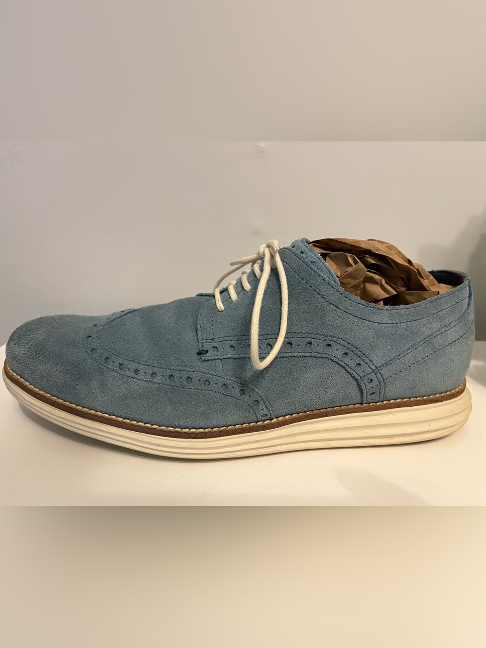 Cole Haan Original Grand Wingtips - Light Blue Suede - Men’s 10 M